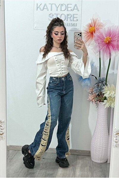 KATYDEA STORE ANDREEA Ripped Wide Leg Jeans