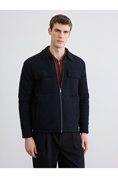 LC Waikiki Black Standard Fit Quilted Men's Coat