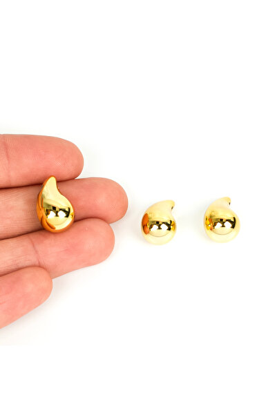 yfhobi 1 Adet - 11x18 mm Parlak Altın Kaplama Göz Yaşı Model İçten Delik Akri...