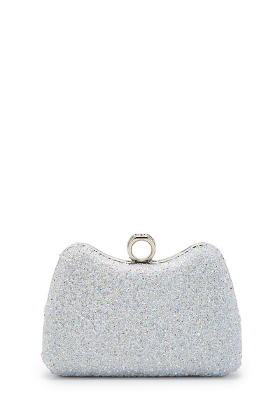 minebag Amanda Evening Dress Handbag with Ring Detail and Stones, White