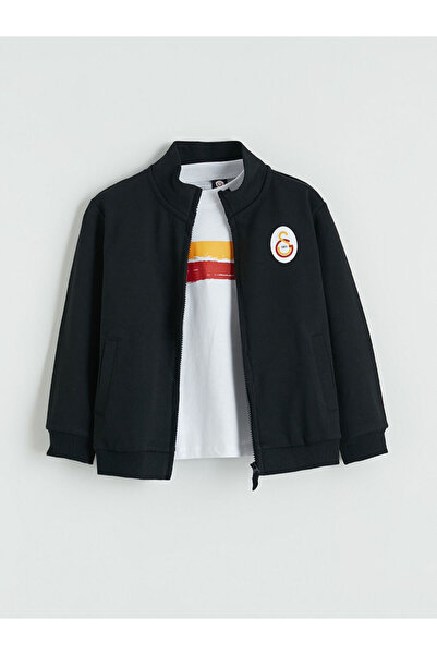 LC Waikiki تي شيرت LCW Kids Black Galatasaray مطبوع للأولاد وسويت شيرت بسحّاب