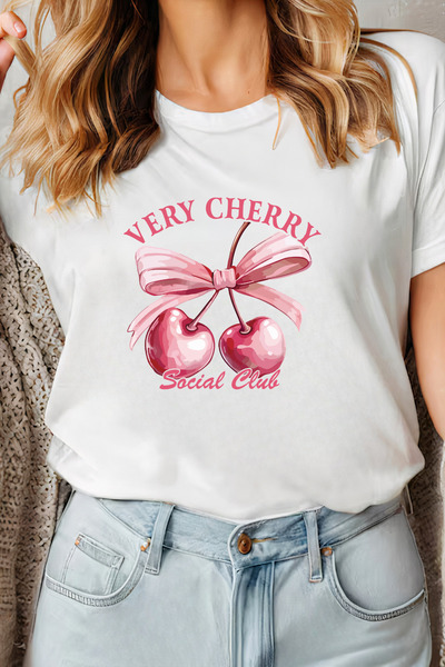 Sarah's Boutique Women's T-shirt – 100% cotton – "Very Cherry Social Club"