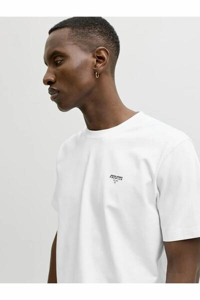 Jack & Jones Erkek Beyaz Jprblatyler Ss Tee T-shirt 12292383-Brightwhi