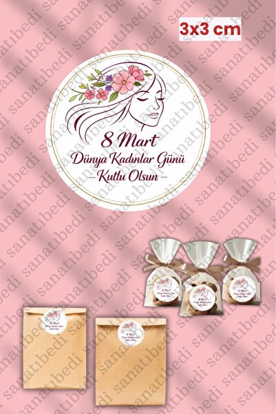 sanatıbedi 50 Pieces of March 8 Women's Day Stickers - Gift Packaging Packagi...