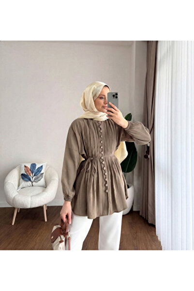 NovaCase Women's Brit Buttoned Ribbed Hijab Shirt