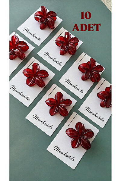 Monalisa Kadın Kırmızı Lotus Çİçeği Mandal Toka 10 Adet