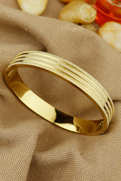 Keyifli Hayaller Çelik Kelepçe | 11mm Oluklu Çizgili Simli Kalın Düz Kararmaz...