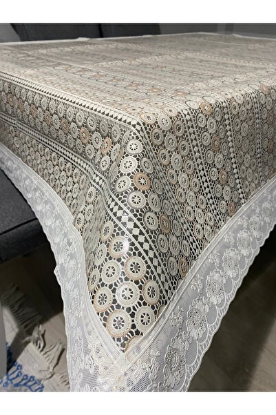 YEK HOME TEKSTİL 120cm X 150cm Liquid-Resistant Lace-Look Wipeable Tablecloth