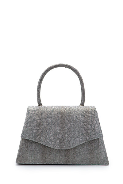 minebag Special Design Shiny Textured Shelia Evening Dress Handbag Anthracite