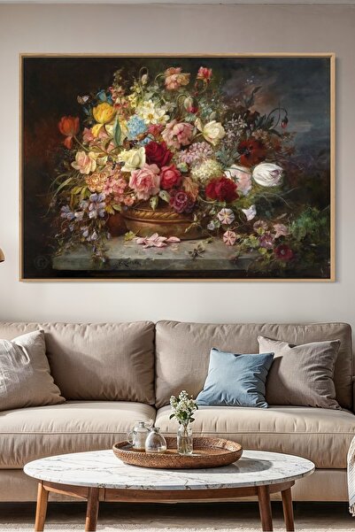 ARTAN GALLERY İtalyan Kadife Çiçekli Natürmort Duvar Tablosu | Yağlı Boya Gör...
