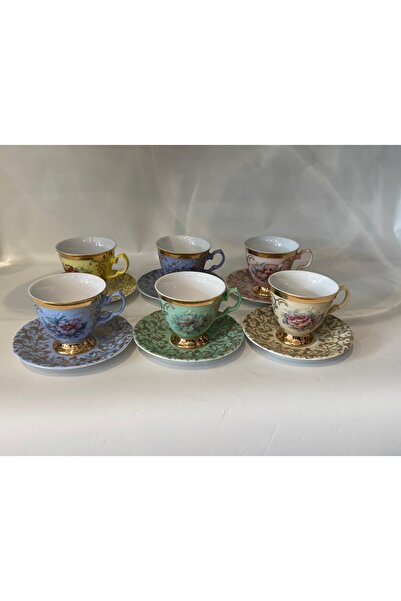 Handmade Esterhomedecor 6-Person Italian Hand-Painted Porcelain Coffee Cup Set