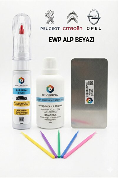 COLORGUARD Peugeot Citroen Opel EWP Alp Beyazı 2 in 1 İğneli Fırçalı Rötuş Bo...