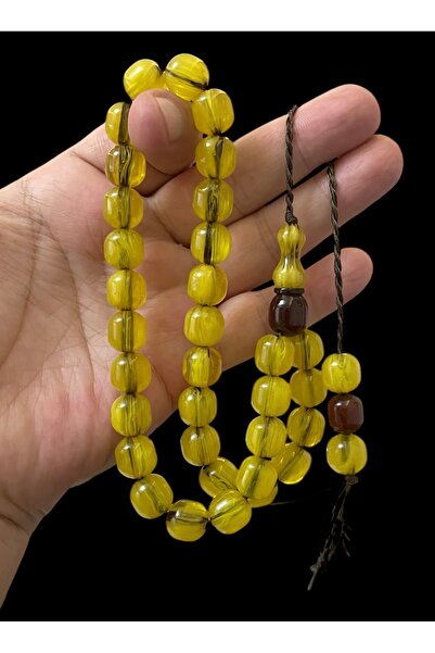 Trikala Ottoman Inspired Premium Marbled Grained Lemon Yellow Crimped Amber P...