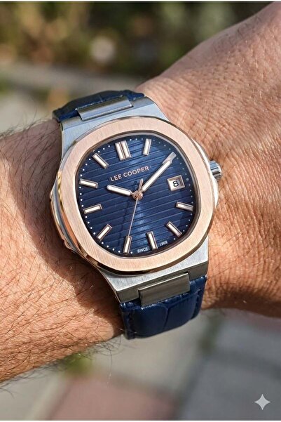 Lee Cooper Patek Tasarım Erkek Kol Saati | 42mm, Deri Kordon, Lacivert Kadran...
