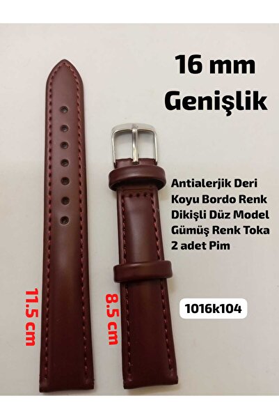 Brality 16 mm Compatible Wristwatch Band Dark Burgundy Color Flat-Stitched Mo...