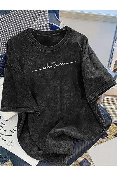 CLASSY.MODA Unisex Black Color Oversize Printed T-Shirt Streetwear Comfortabl...