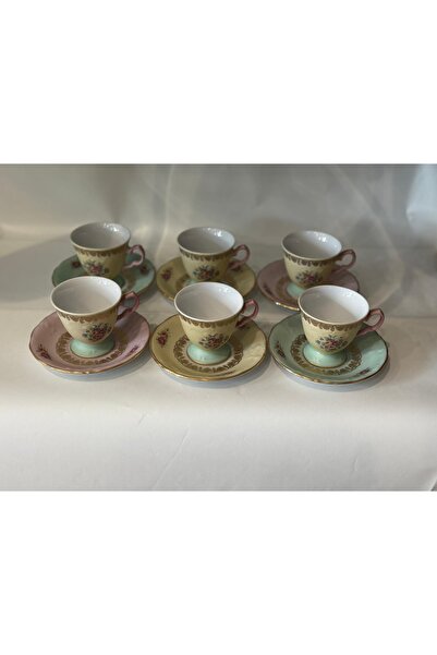Handmade Esterhomedecor 6-Person Italian Hand-Painted Porcelain Coffee Cup Set