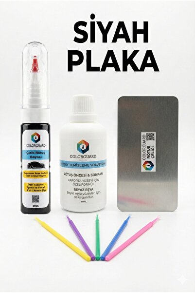 COLORGUARD Siyah Plaka Rötuş Boyası 2si1 Arada İğneli ve Fırçalı, Solüsyon, Ç...