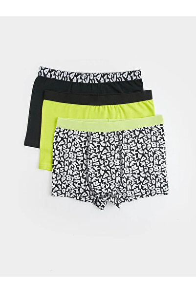 LC Waikiki Lcw Kids Black Printed Cotton Boys' Boxer 3-Pack