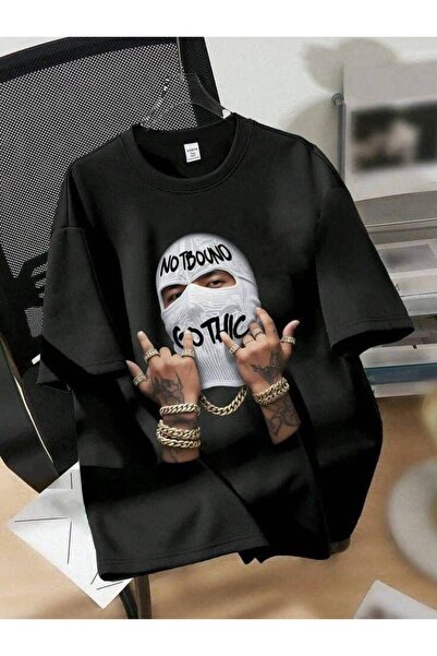 CLASSY.MODA Unisex Μαύρο Μπλουζάκι με στάμπα Oversize Streetwear Άνετη εφαρμο...