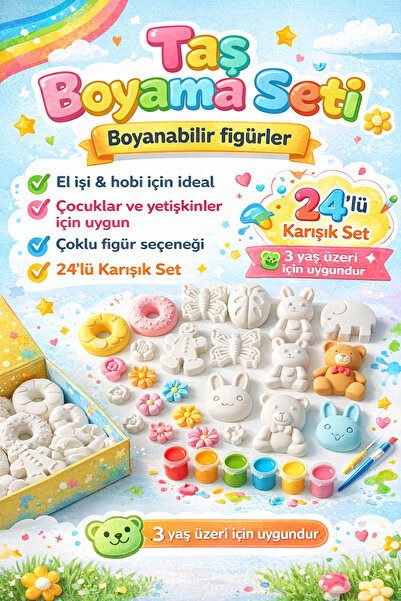 HAYALBAHÇESİ 24 PARÇA TAŞ BOYAMA HOBİ SETİ