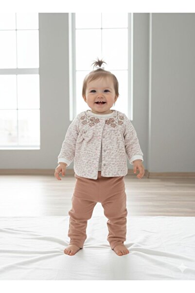 Efemkids 0/12 Months 3-Piece Baby Girl Set Pleated Cotton Flexible Comfortabl...