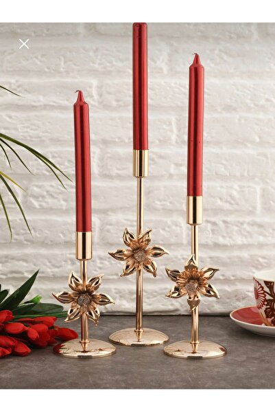 EMFA HOME 3 lü lüks samdan cicekli mumluk dekor