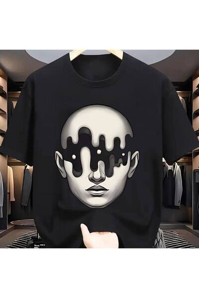 CLASSY.MODA Unisex Μαύρο Μπλουζάκι με στάμπα Oversize Streetwear Άνετη εφαρμο...