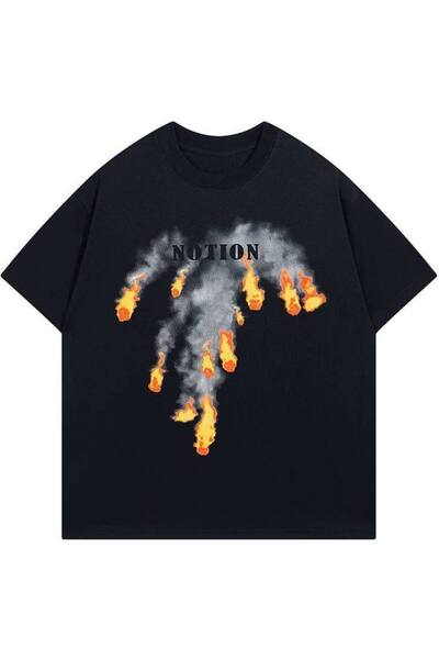 CLASSY.MODA Unisex Μαύρο Μπλουζάκι με στάμπα Oversize Streetwear Άνετη εφαρμο...