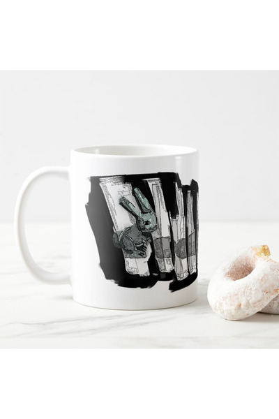 tpkitapevi Rabbit Themed Porcelain Mug on Piano