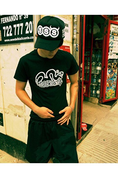 CLASSY.MODA Unisex Μαύρο Μπλουζάκι με στάμπα Oversize Streetwear Άνετη εφαρμο...