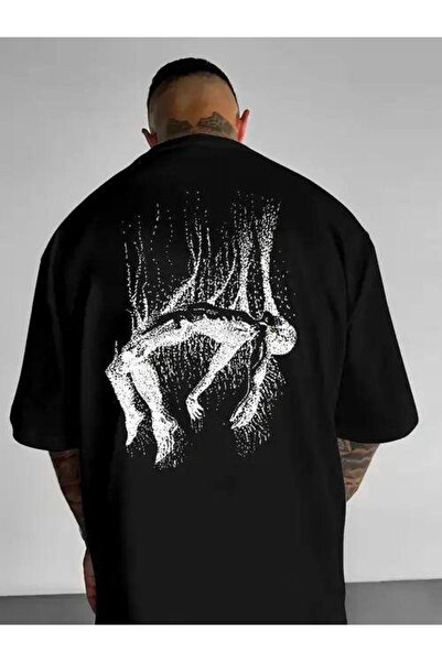 CLASSY.MODA Unisex Μαύρο Μπλουζάκι με στάμπα Oversize Streetwear Άνετη εφαρμο...