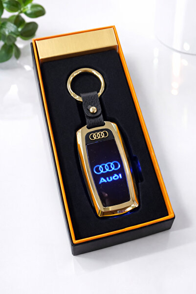 VOLTARA Audi Logolu LED Işıklı Şarjlı Anahtarlık – Lüks Metal Tasarım USB Kablolu