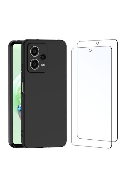 New'S Husă NEW'C Xiaomi Redmi Note 12 5G silicon negru + 2 folii sticlă
