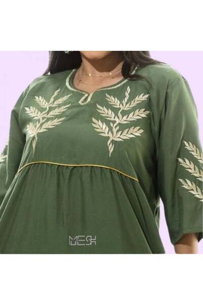 MESH sa Midi Jalabiya with Soft Embroidery