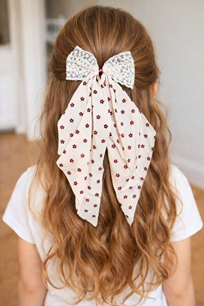 Nisankids Довга тканинна шпилька з фігуркою маргаритки та мереживними деталям...