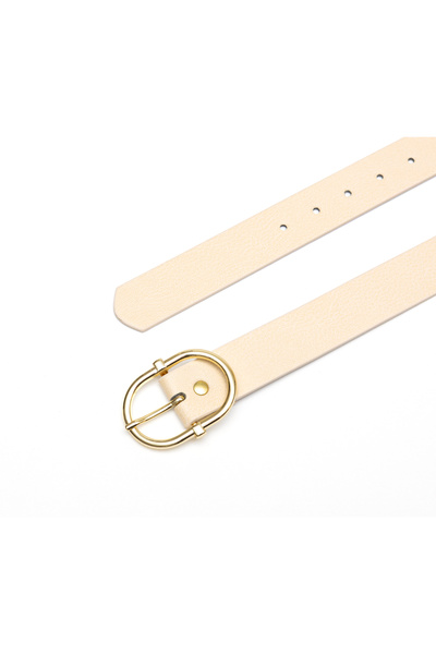 marisha Women's Gold Oval Buckle Belt Casual Trouser Dress Belt