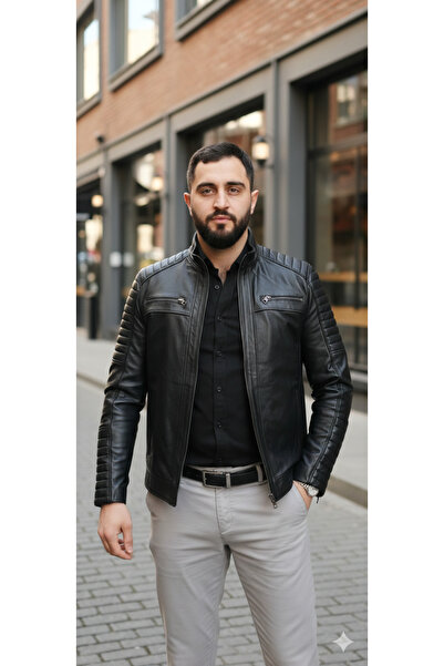 halismenspor Genuine Lambskin Men's Leather Coat Real Leather Jacket Soft Lea...