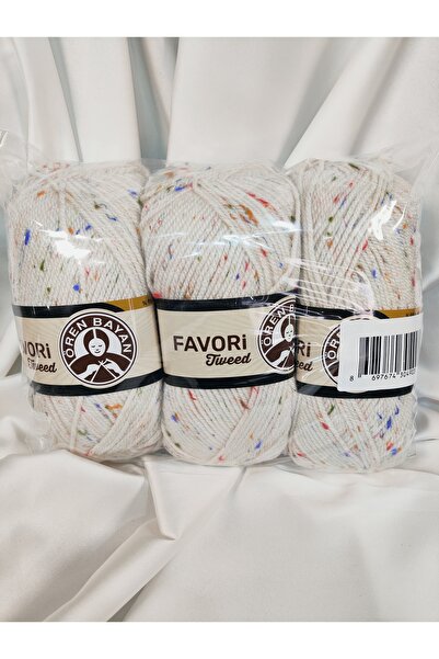 Ören Bayan FAVORİ TWEED Krem El Örgü İpi (3 Adet) - Renk: 004C