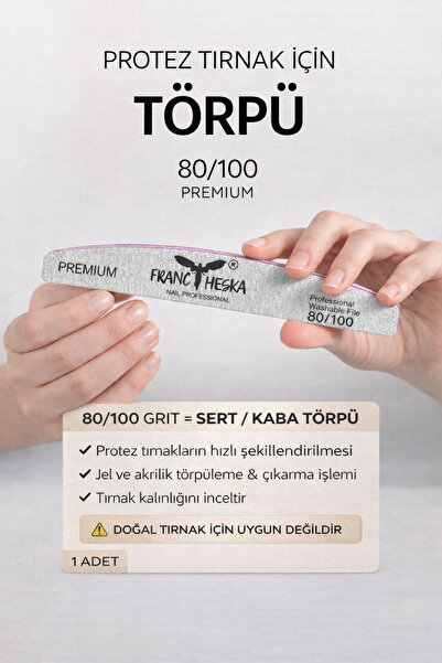 Francheska PROTEZ TIRNAK KAĞIT TÖRPÜ, 80/100 GRIT SERT TÖRPÜ/ JEL & AKRİLİK İ...