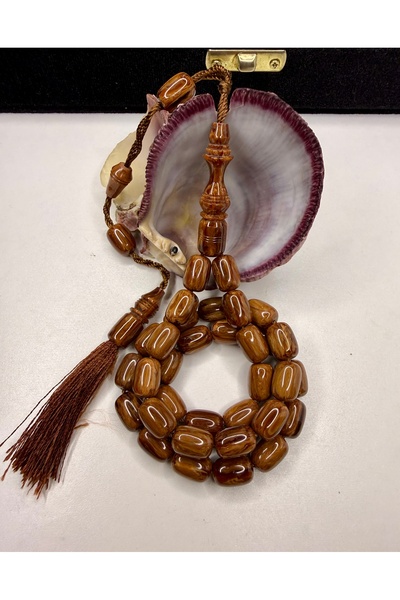 İskenderun Tesbihcilik سبحة من العنبر المضغوط مصنوعة يدويًا من قبل جنيد حسن أستا