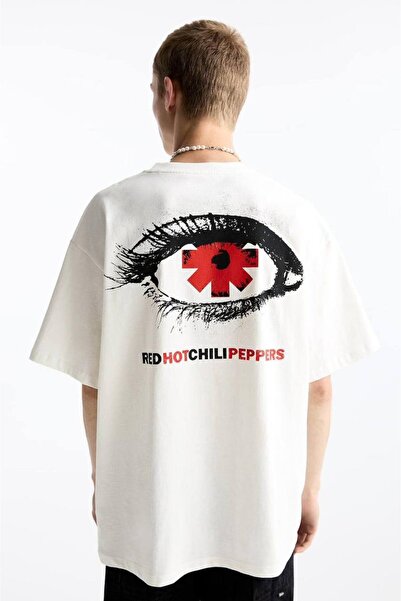 CLASSY.MODA Unisex Λευκό Υπερμεγέθη Μπλουζάκι με Στάμπα Άνετη Γραμμή Καθημερι...