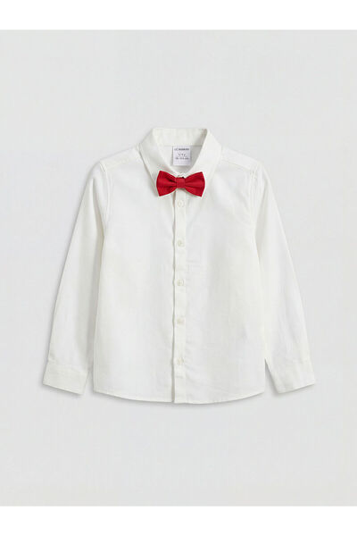 LC Waikiki Peak New Season Long Sleeve Boys' Gabardine Shirt and Bow Tie