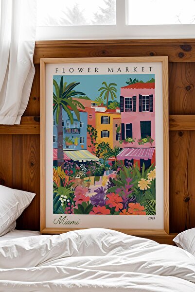 Saturn Miami America Framed Painting Aesthetic Wall Decor for Travel Lovers f...