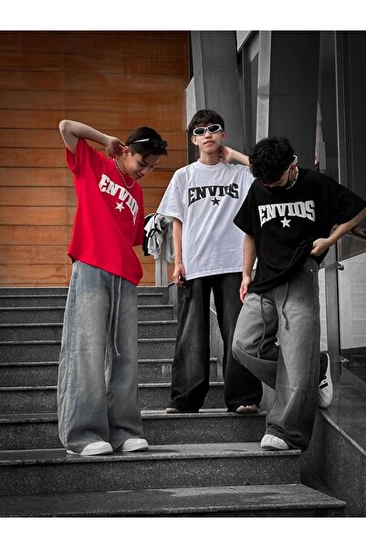 CLASSY.MODA تي شيرت أبيض كبير الحجم للجنسين مطبوع بقصة مريحة ملابس كاجوال أني...