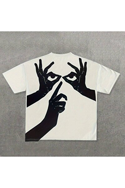 CLASSY.MODA Unisex White Oversize T-Shirt Printed Relaxed Fit Casual Streetwe...