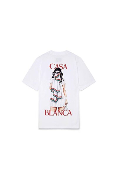 classy moda Unisex Λευκό Υπερμεγέθη Μπλουζάκι με Στάμπα Άνετη Γραμμή Καθημερι...