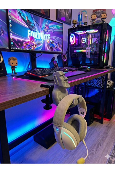 Miralux Gamer Kulaklık Standı - Moai Figürlü Masa Kenarı Kulaklık Standı -