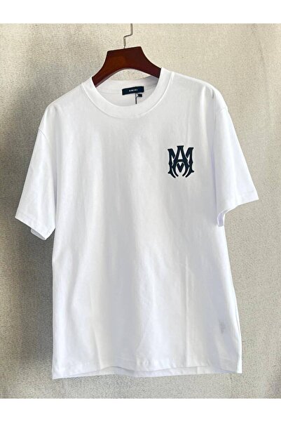 CLASSY.MODA Unisex Λευκό Υπερμεγέθη Μπλουζάκι με Στάμπα Άνετη Γραμμή Καθημερι...