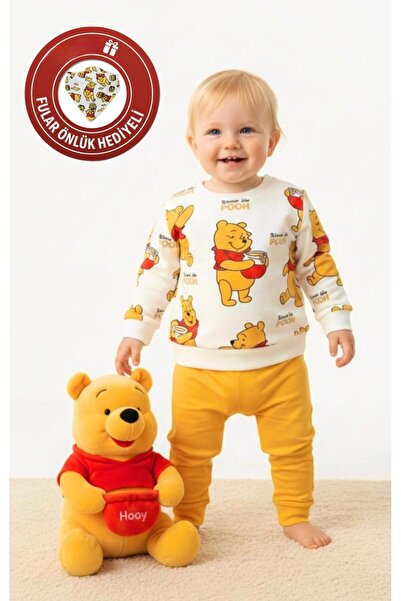 Lumos Trade Sevimli Wini Ayıcık Bebek Eşofman Takımı %100 Pamuk Omuzdan Çıtçı...